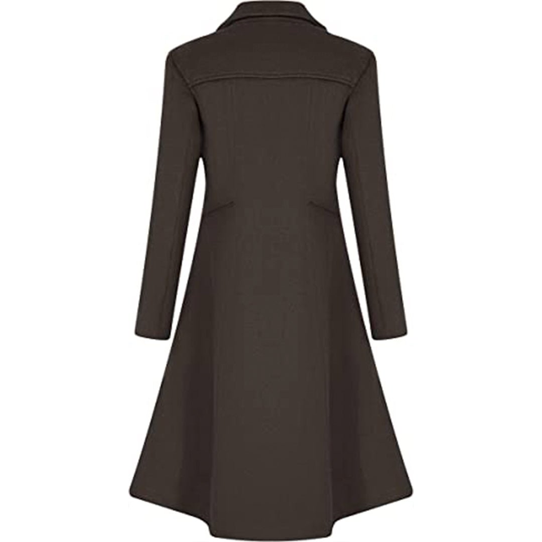 Women's Winter Wool Dress Coat Double Breasted Pea Coat Long Trench Coat - Imperial Highland Supplies