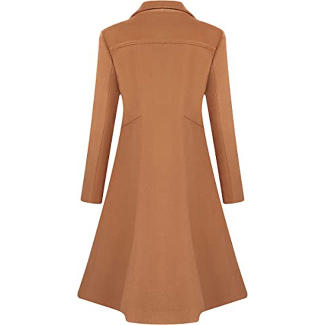 Women's Winter Wool Dress Coat Double Breasted Pea Coat Long Trench Co