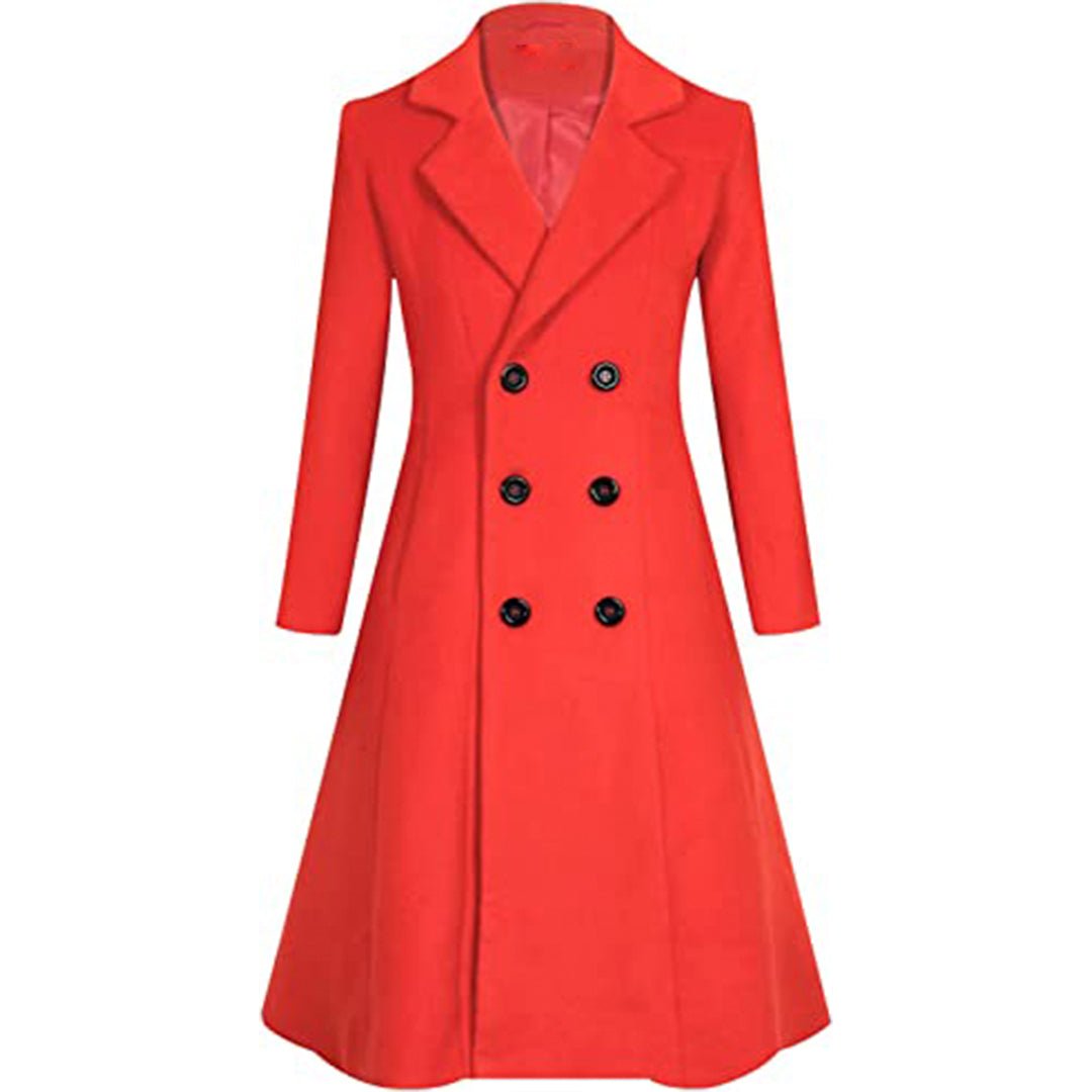 Women's Winter Wool Dress Coat Double Breasted Pea Coat Long Trench Coat - Imperial Highland Supplies